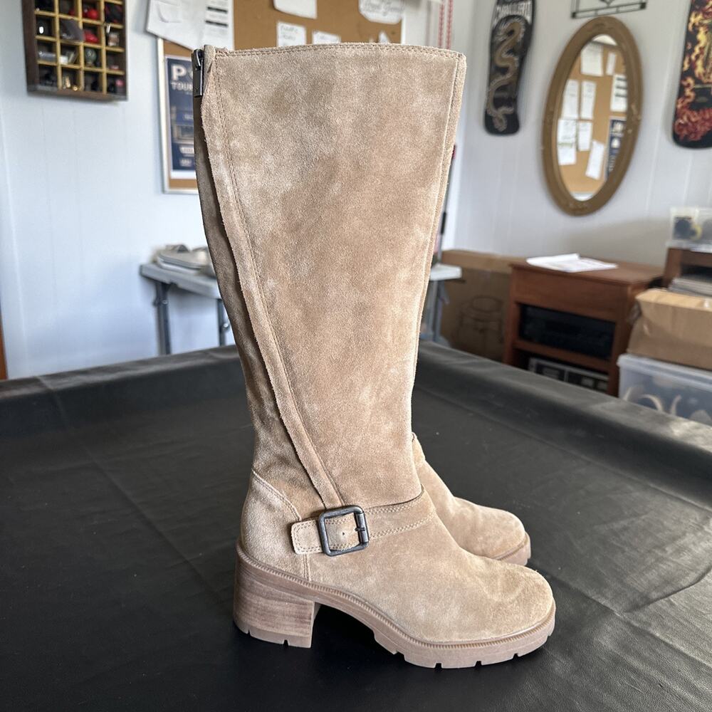 BOOTS Lucky Brand LK-scoty SUEDE Leather KNEE HIGH Womens Size 9 M Tan - Picture 4 of 14